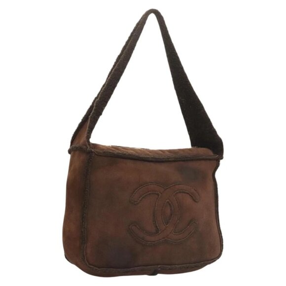 CHANEL COCO Mark Shoulder Bag Mouton Brown Gold - Picture 1 of 15